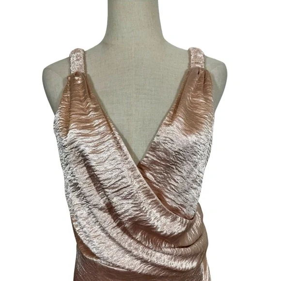 Maria Lucia Hohan Adah Pink Tehno Satin Silk Ruched Mermaid Midi Dress Gown - Picture 7 of 14